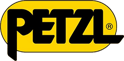 Black 'PETZL' text on a yellow oval background.